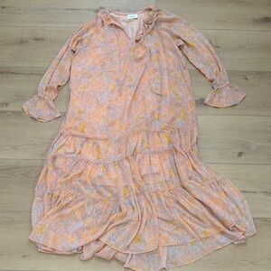 Red Dress Boutique / Aura Peach Paisley Long Sleeve Dress